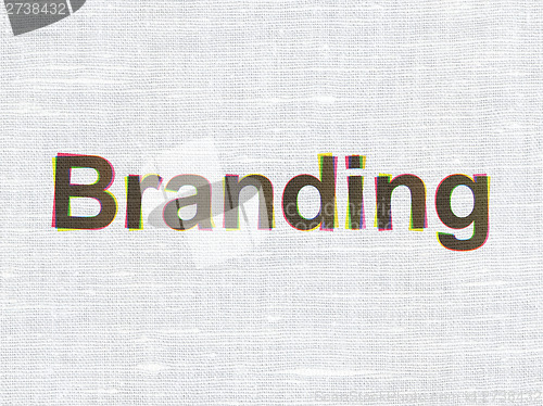 Image of Marketing concept: Branding on fabric texture background