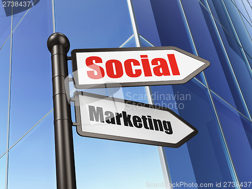 Image of Advertising concept: sign Social Marketing on Building