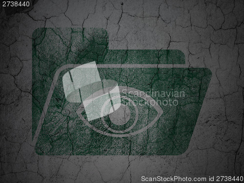 Image of Business concept: Folder With Eye on grunge wall background