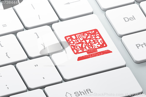 Image of Education concept: Computer Pc on computer keyboard background