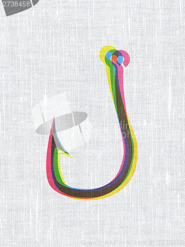 Image of Privacy concept: Fishing Hook on fabric texture background