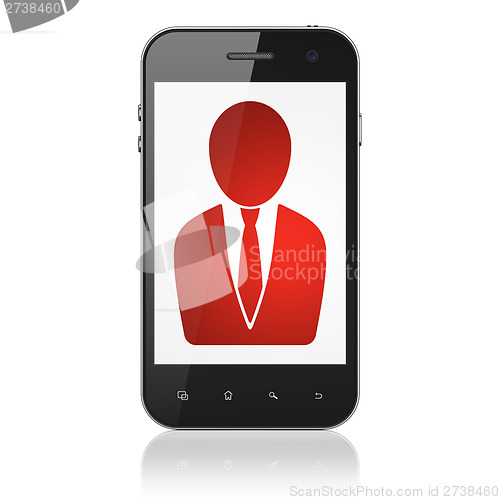 Image of Advertising concept: Business Man on smartphone