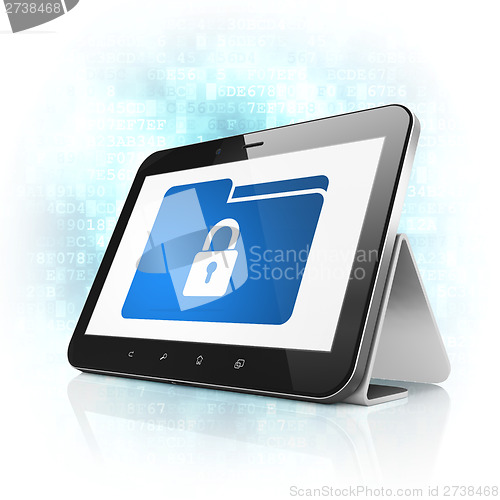 Image of Finance concept: Folder With Lock on tablet pc computer