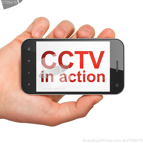 Image of Privacy concept: CCTV In action on smartphone