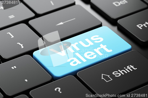 Image of Privacy concept: Virus Alert on computer keyboard background