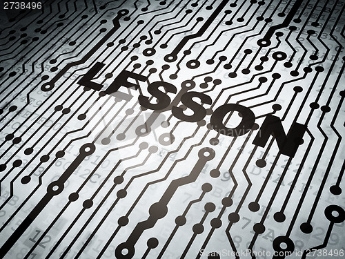 Image of Education concept: circuit board with Lesson