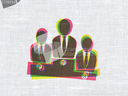Image of Finance concept: Business Team on fabric texture background