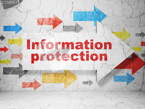 Image of Privacy concept: arrow whis Information Protection on wall