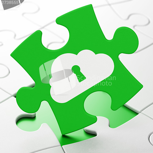 Image of Cloud technology concept: Cloud With Keyhole on puzzle