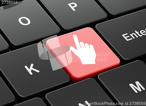 Image of Social network concept: Mouse Cursor on keyboard background