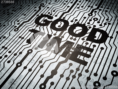 Image of Time concept: circuit board with Good Time