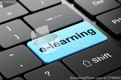 Image of Education concept: E-learning on computer keyboard background