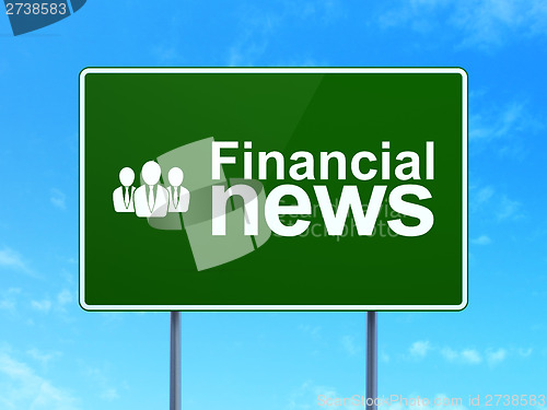 Image of News concept: Financial News and Business People on road sign