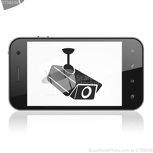 Image of Security concept: Cctv Camera on smartphone