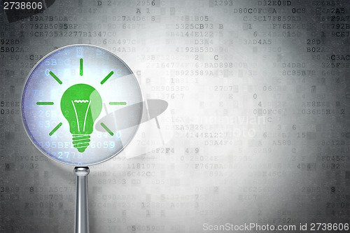 Image of Business concept:  Light Bulb optical glass digital background