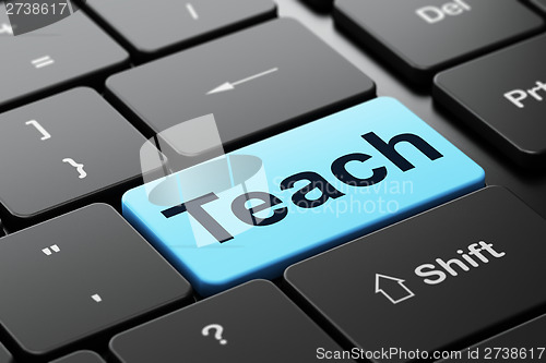 Image of Education concept: Teach on computer keyboard background