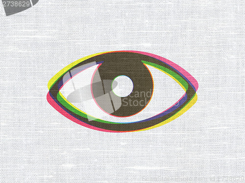 Image of Privacy concept: Eye on fabric texture background