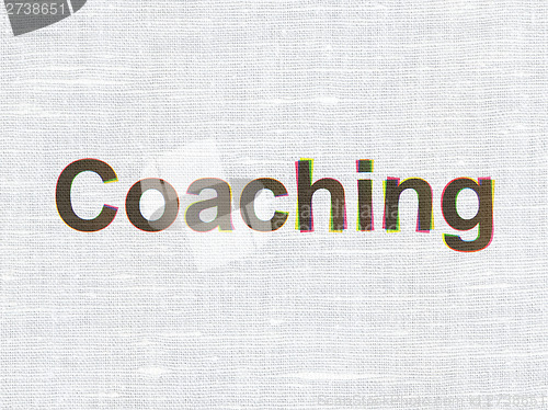 Image of Education concept: Coaching on fabric texture background