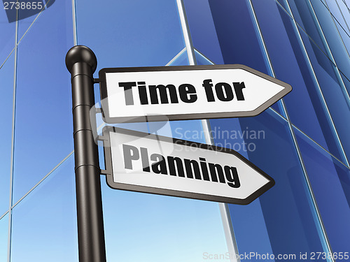 Image of Time concept: sign Time for Planning on Building background