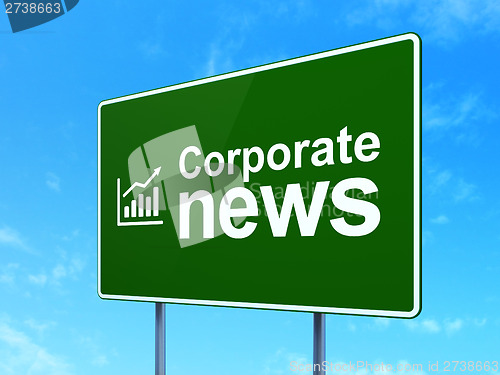 Image of News concept: Corporate News and Growth Graph on road sign