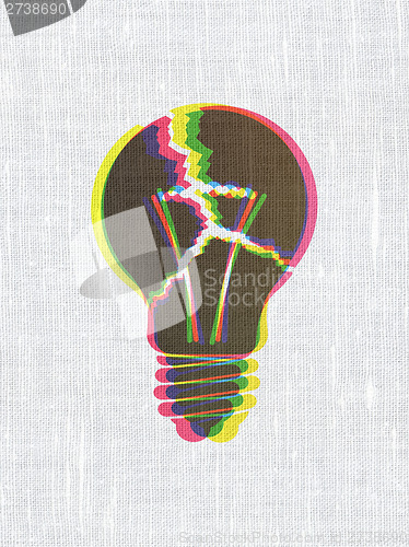 Image of Business concept: Light Bulb on fabric texture background