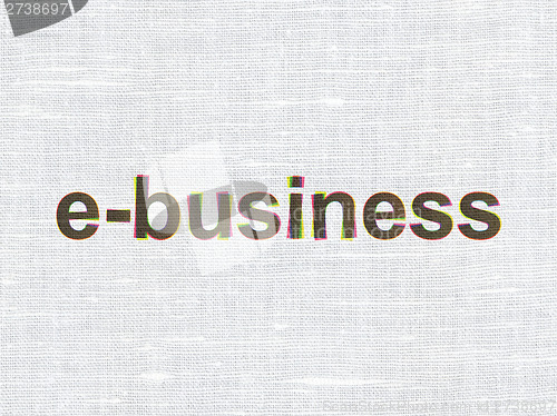 Image of Finance concept: E-business on fabric texture background