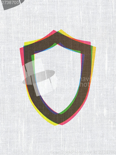 Image of Privacy concept: Contoured Shield on fabric texture background