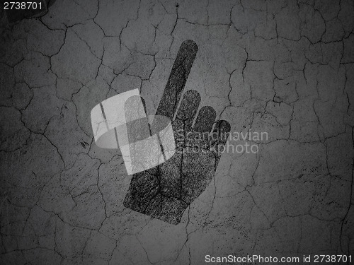 Image of Social network concept: Mouse Cursor on grunge wall background