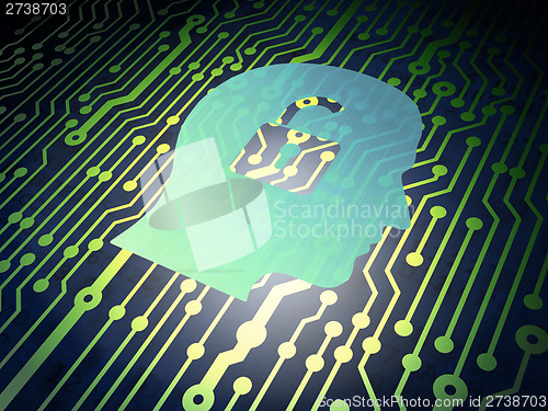 Image of Business concept: circuit board with Head With Padlock