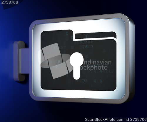 Image of Finance concept: Folder With Keyhole on billboard background