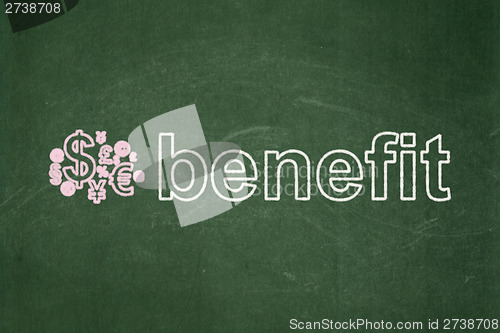Image of Business concept: Finance Symbol and Benefit on chalkboard