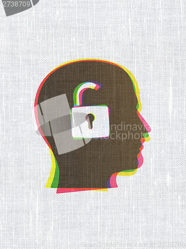 Image of Business concept: Head With Padlock on fabric texture background