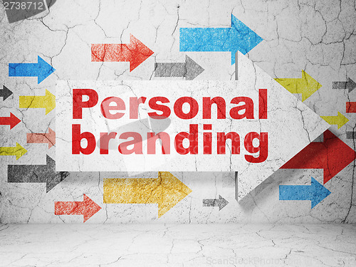 Image of Marketing concept: arrow whis Personal Branding on grunge wall