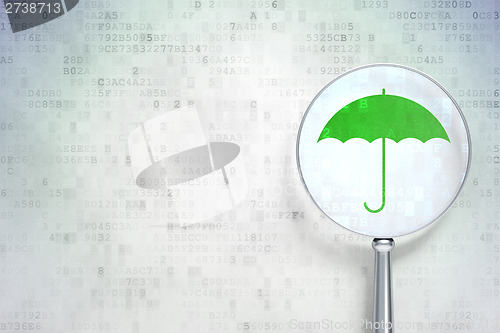Image of Safety concept:  Umbrella with optical glass on digital