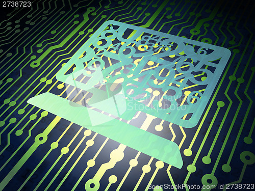 Image of Education concept: circuit board with Computer Pc