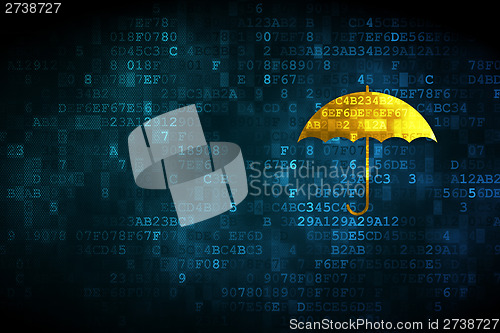 Image of Security concept: Umbrella on digital background