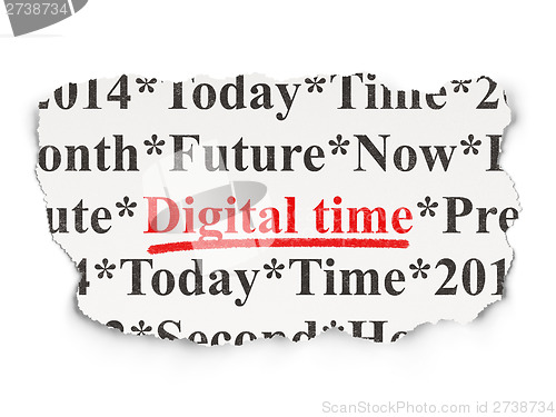 Image of Timeline concept: Digital Time on Paper background