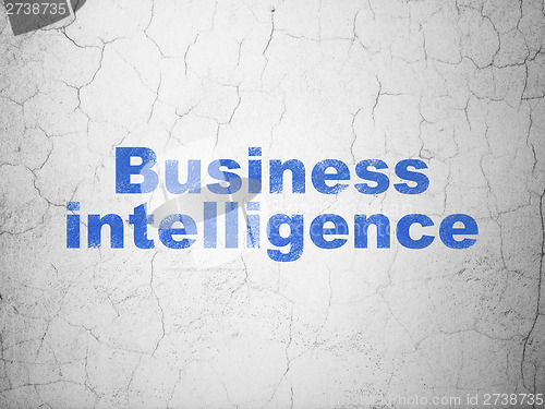 Image of Business concept: Business Intelligence on wall background