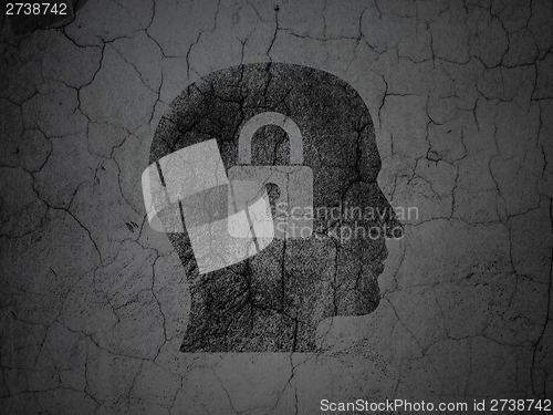 Image of Finance concept: Head With Padlock on grunge wall background