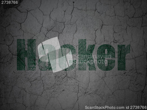 Image of Privacy concept: Hacker on grunge wall background