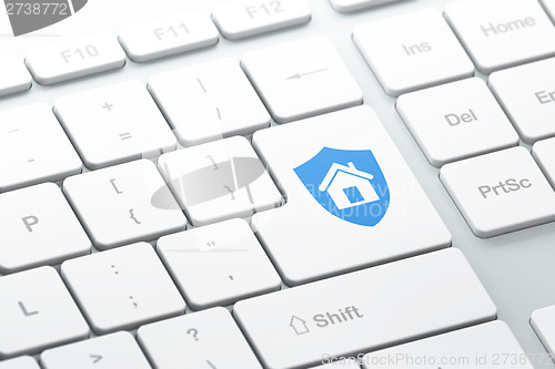 Image of Security concept: Shield on computer keyboard background