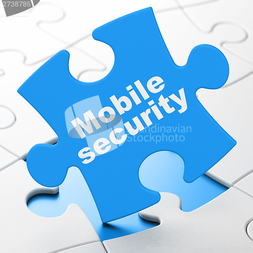 Image of Safety concept: Mobile Security on puzzle background