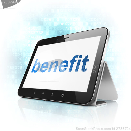 Image of Finance concept: Benefit on tablet pc computer