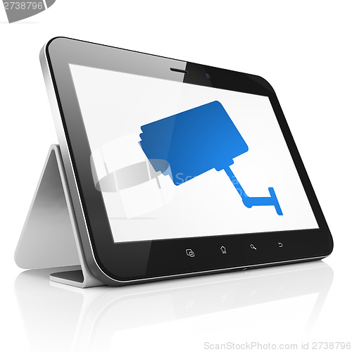 Image of Safety concept: Cctv Camera on tablet pc computer