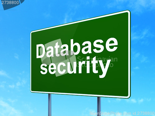 Image of Safety concept: Database Security on road sign background