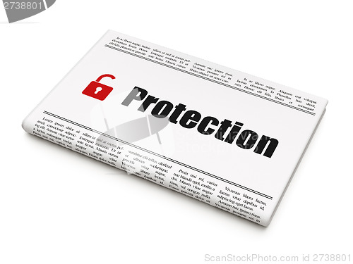 Image of Protection news concept: newspaper with Protection and Padlock