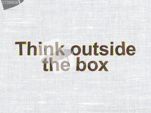 Image of Education concept: Think outside The box on fabric texture