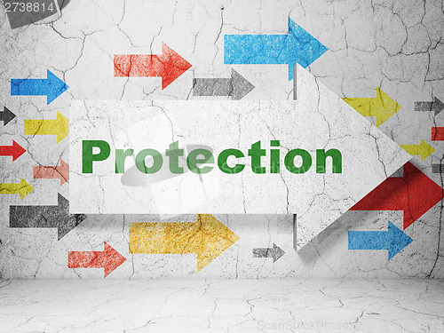 Image of Privacy concept: arrow whis Protection on grunge wall background