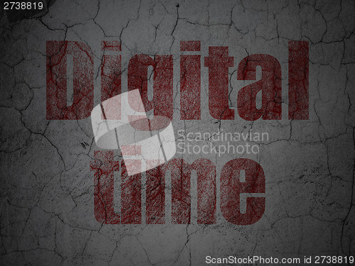 Image of Timeline concept: Digital Time on grunge wall background
