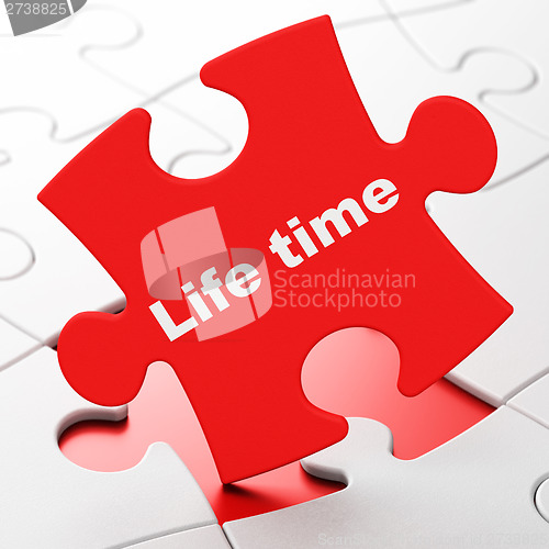 Image of Time concept: Life Time on puzzle background